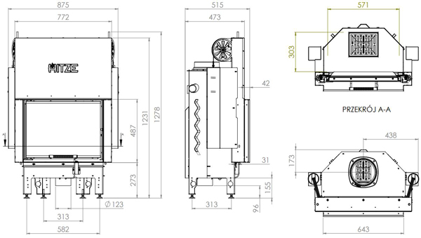 Камінна топка HITZE ALBERO 11 кВт, з гільйотиною