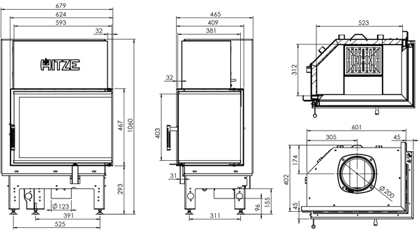 Камінна топка HITZE ALBERO AL11R.H-D 11 кВт, права