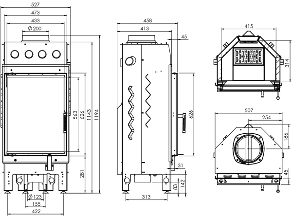 Камінна топка HITZE ALBERO AL11S.V-D 11 кВт
