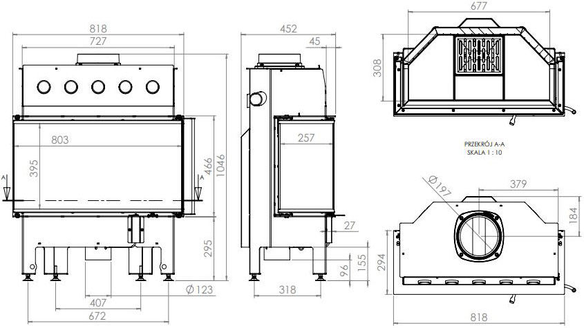 Камінна топка Hitze ALBERO AL14C.H-D 14 кВт, тристороння Камінна топка Hitze ALBERO AL14C.H-D 14 кВт, тристороння