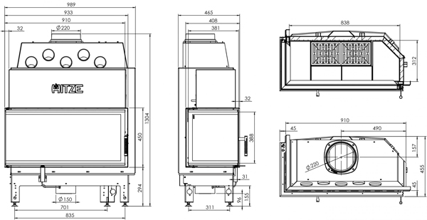 Камінна топка HITZE ALBERO AL19L.H-D 19 кВт, ліва Камінна топка HITZE ALBERO AL19L.H-D 19 кВт, ліва