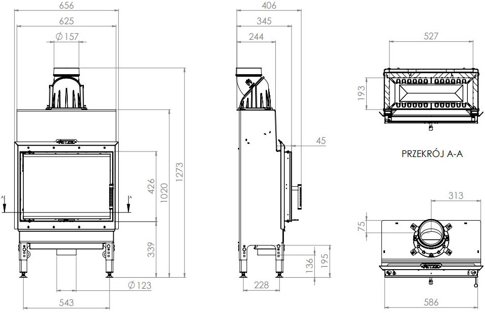 Камінна топка Hitze HST 54x39.S 5,9 кВт