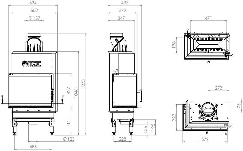 Камінна топка Hitze HST 68x43.L 9,3 кВт, ліва Камінна топка Hitze HST 68x43.L 9,3 кВт, ліва