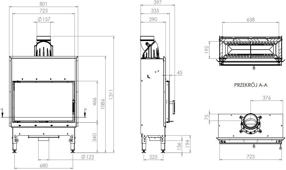 Камінна топка Hitze HST 68x43.S 9,3 кВт