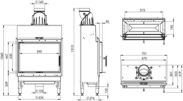 Камінна топка HITZE HST59x43.S 7,6 кВт Камінна топка HITZE HST59x43.S 7,6 кВт