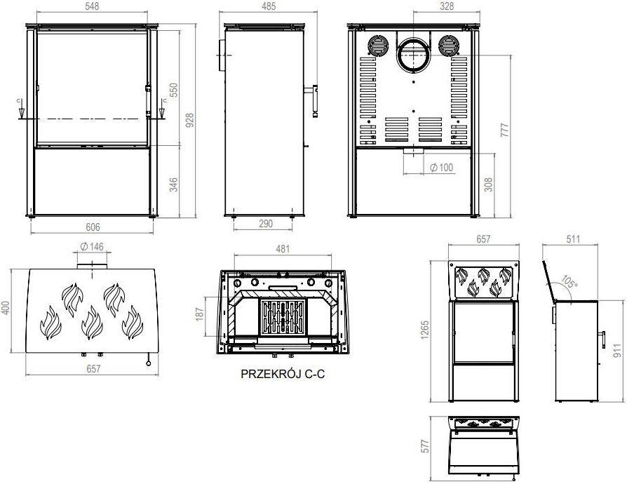 Піч з варильною поверхнею Hitze LUPO M-CP, 8,7 кВт