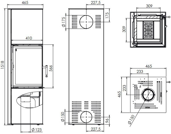 Піч Hitze SIGA, 6,5 кВт, кутова