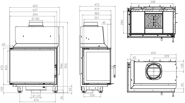 Камінна топка HITZE STMA 59х43.L 9 кВт, ліва