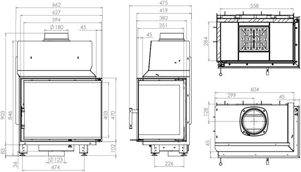 Камінна топка HITZE STMA 59х43.R 9 кВт, права