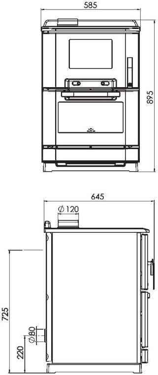 Піч з варильною поверхнею і духовкою Plamen Calorex 100, 7,5 кВт